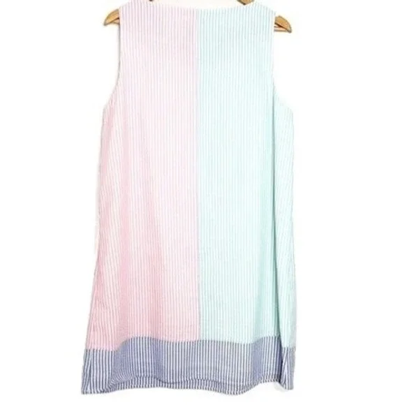 Vineyard Vines Kentucky Derby NWT Seersucker Shift Dress Multi Color Womens 16 - Picture 4 of 8